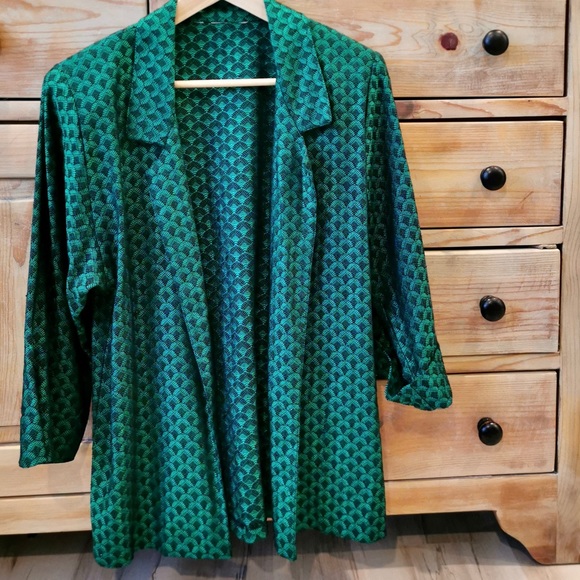 Vintage iridescent emerald green blazer - Picture 2 of 6